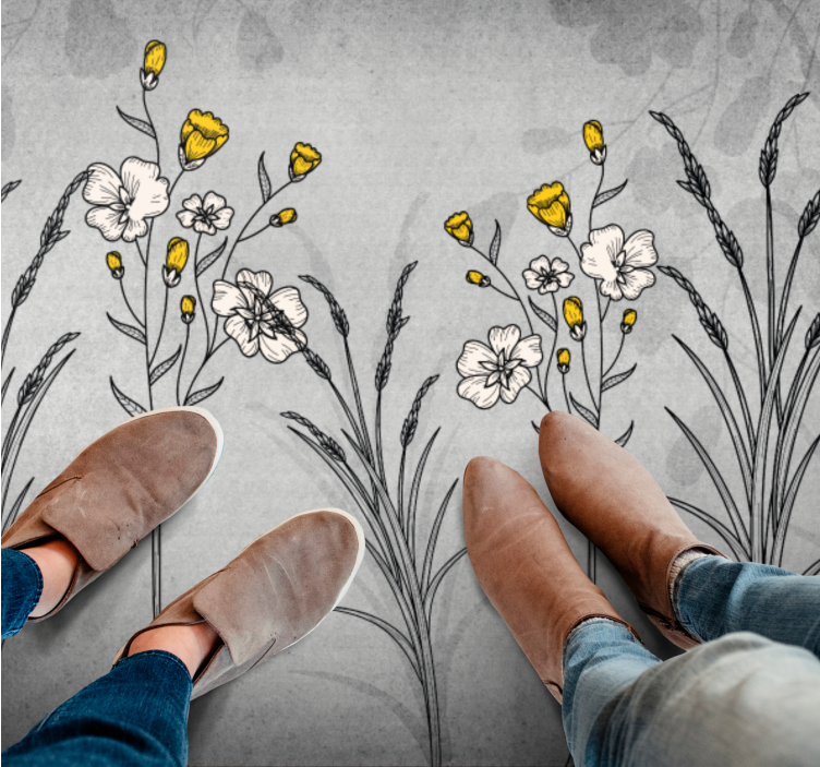 Blomsterskissedetalj vinyl teppe blomster og planter - Tenstickers