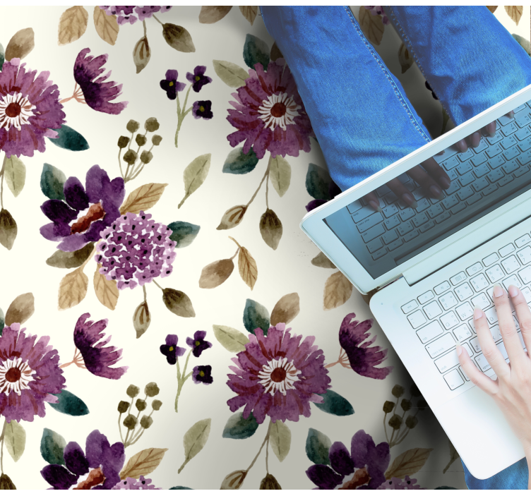 Blomstrende glede vinyl teppe blomster og planter - Tenstickers