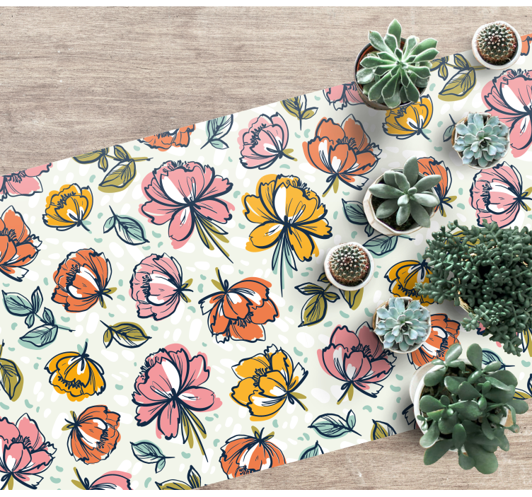 Blomstrende hagedesign vinyl teppe blomster og planter - Tenstickers