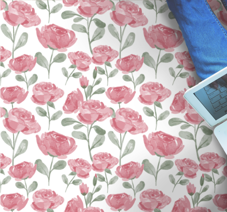 Valmuer botanisk motiv vinyl teppe blomster og planter - Tenstickers