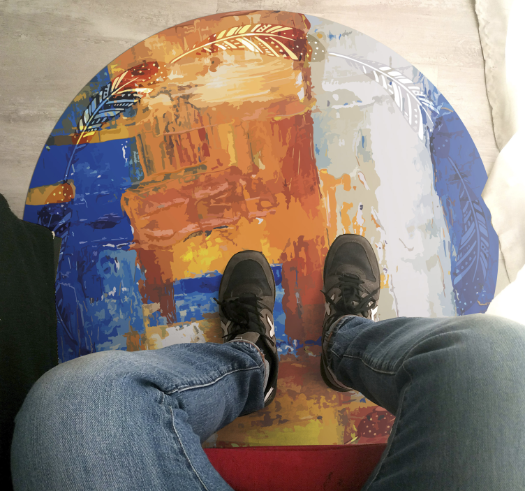 Boho abstrakt nødt vinyl teppe moderne teppe - Tenstickers