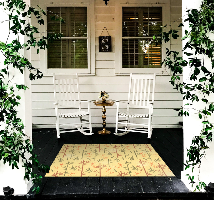 Botanisk bambus vinyl teppe blomster og planter - Tenstickers