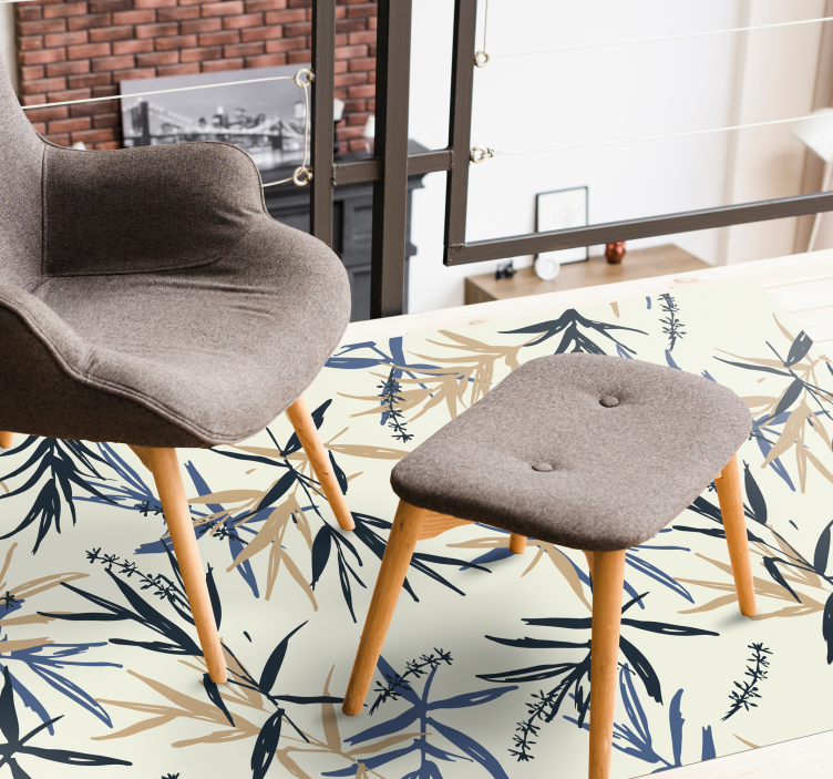 Botanisk bambusmønster vinyl teppe blomster og planter - Tenstickers