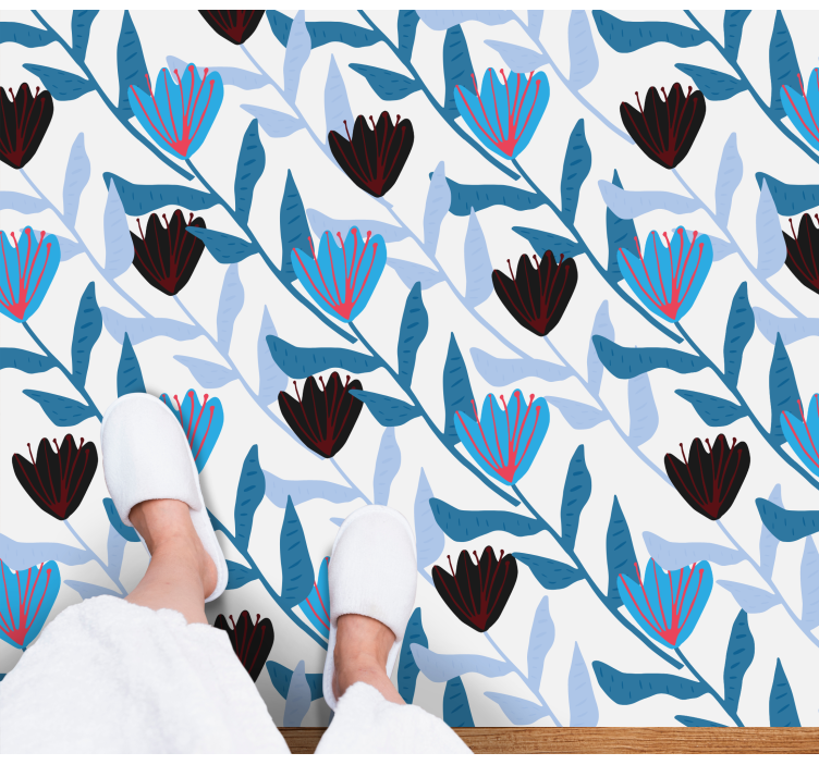 Botanisk bladarrangement vinyl teppe blomster og planter - Tenstickers