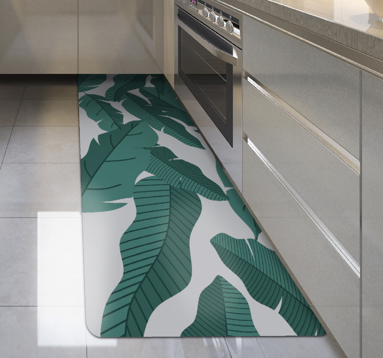 Botanisk bladdesign vinyl teppe blomster og planter - Tenstickers