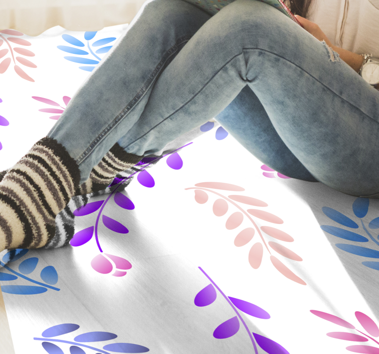 Botanisk bladelement vinyl teppe blomster og planter - Tenstickers