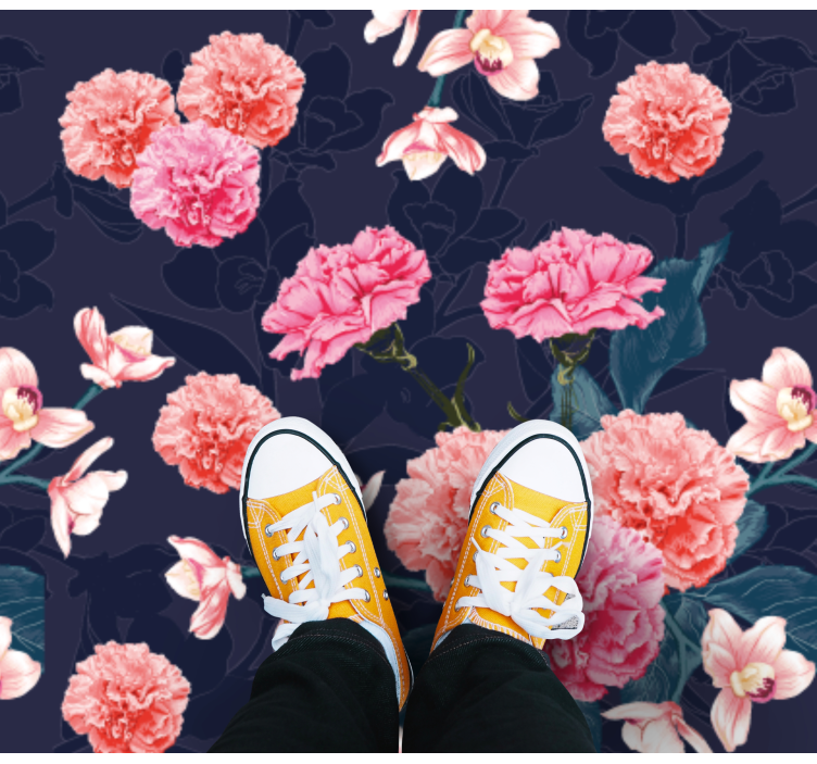 Botanisk drømmemotiv vinyl teppe blomster og planter - Tenstickers