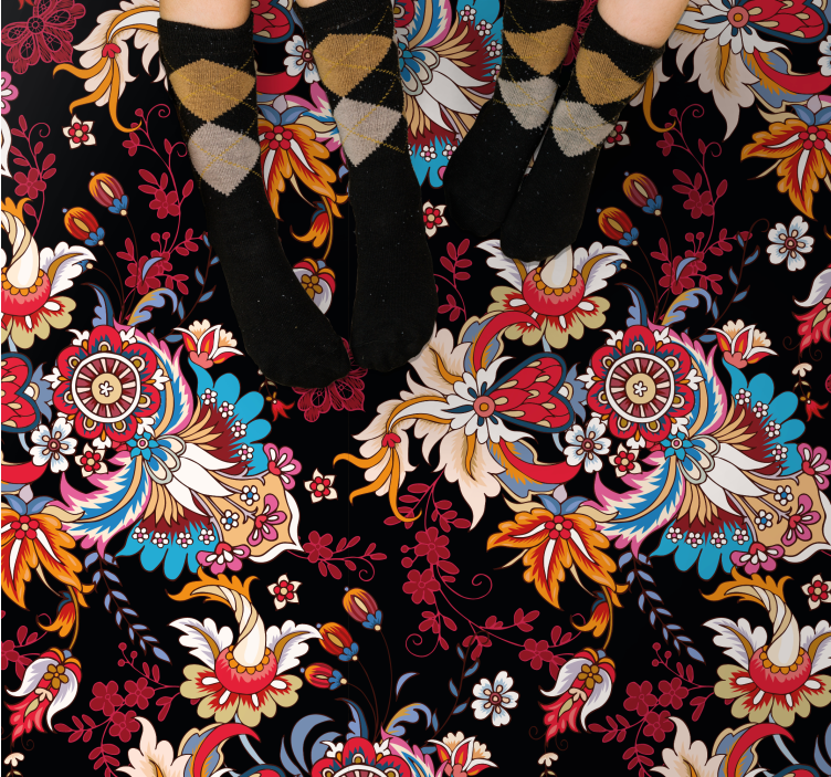 Botanisk inspirasjon vinyl teppe mandala - Tenstickers