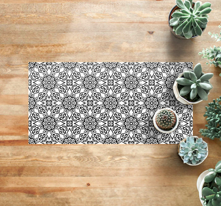 Botanisk motiv vinyl teppe mandala - Tenstickers
