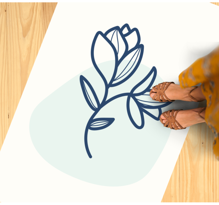 Botanisk omrissillustrasjon vinyl teppe blomster og planter - Tenstickers