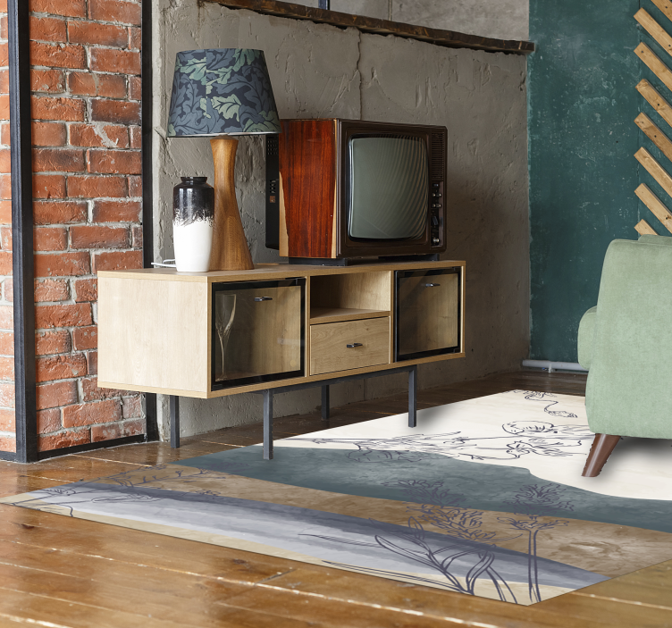 Botanisk silhuett vinyl teppe blomster og planter - Tenstickers