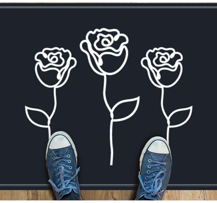 Botanisk skisse av vinyl teppe blomster og planter - Tenstickers