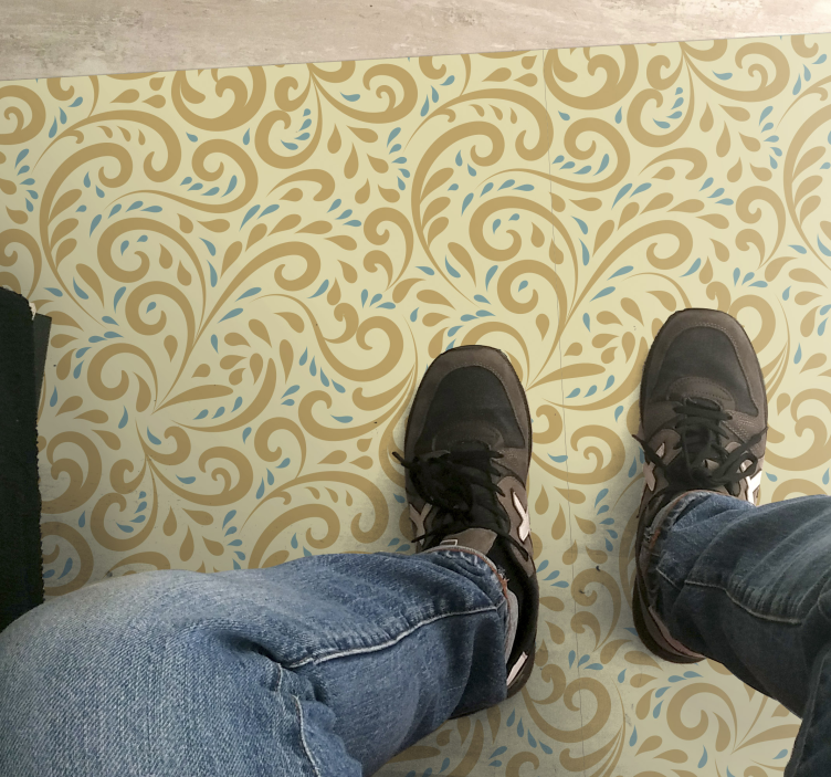 Botanisk virvelelement vinyl teppe blomster og planter - Tenstickers