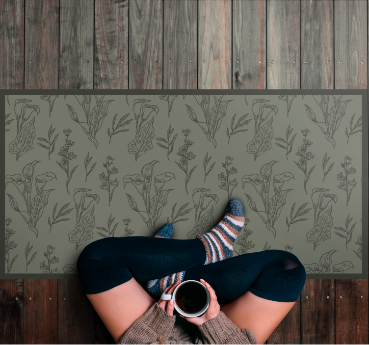 Botaniske illustrasjoner vinyl teppe blomster og planter - Tenstickers