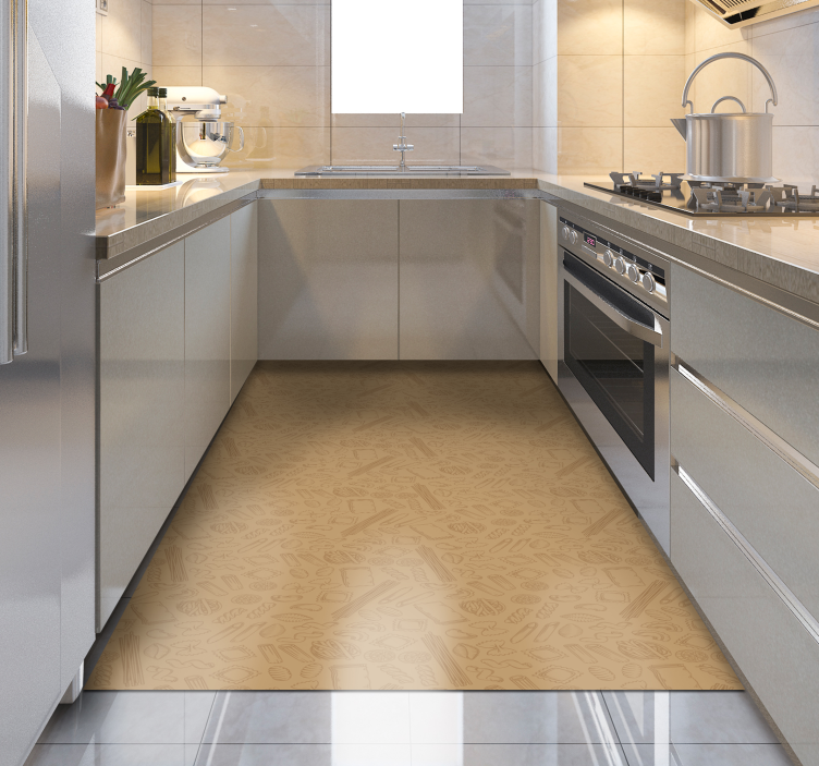 Brun pasta kjøkkenmønster vinylteppe - Tenstickers