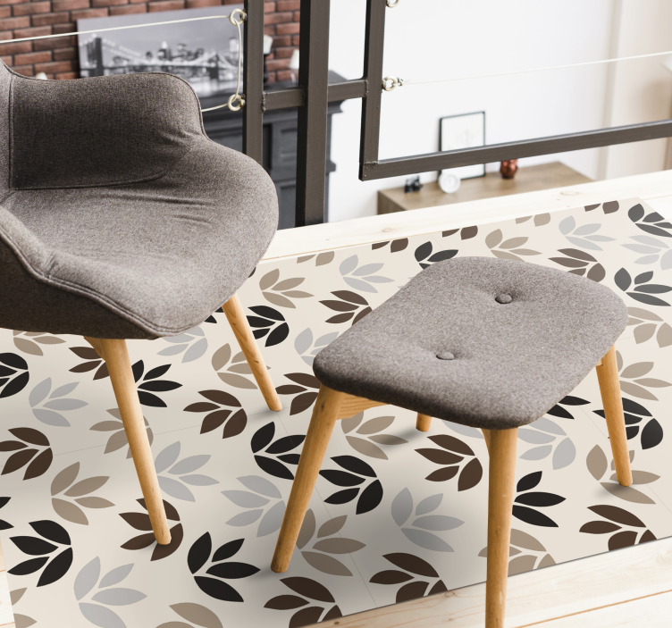 Brune bladgrener blomsterteppe - Tenstickers