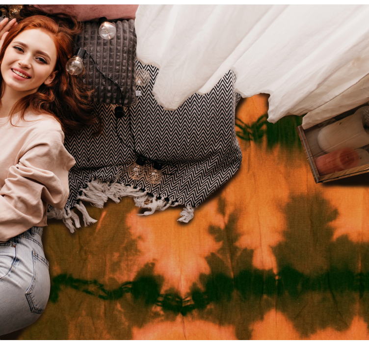 Brunt og svart slipsfargestoff tekstur vinyl teppe - Tenstickers