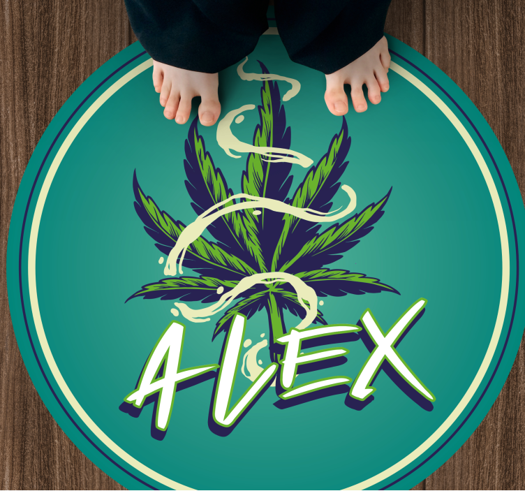 Cannabis illustrasjon graffiti vinyl teppe med navn - Tenstickers