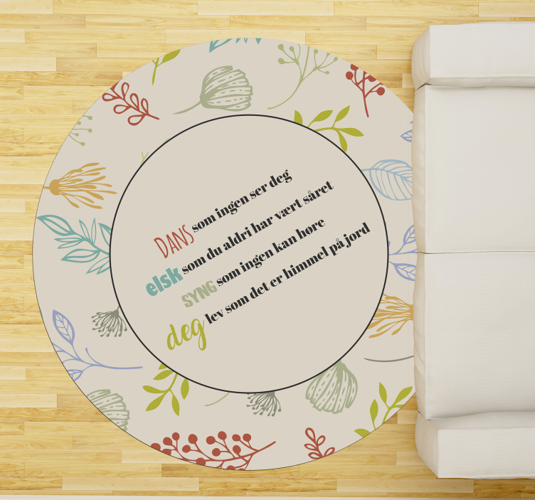 Dans, elsk, syng og deg lev sitat vinylteppe - Tenstickers