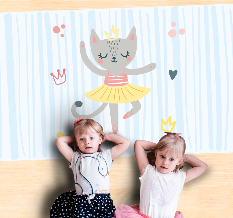 Dansende kattillustrasjon vinyl teppe spedbarn - Tenstickers