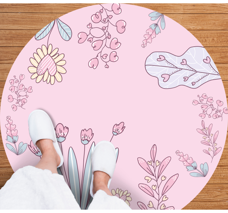 Delikat blomsterramme vinyl teppe blomster og planter - Tenstickers