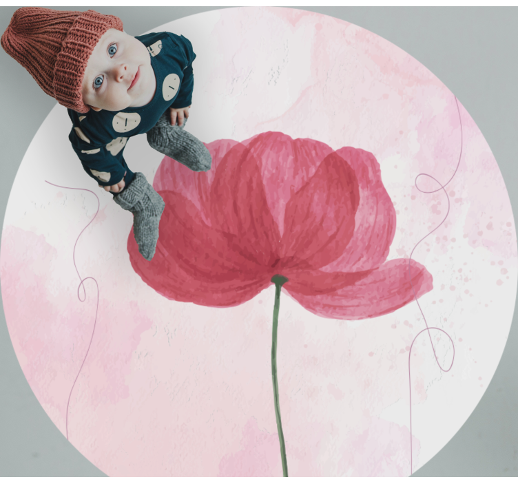 Akvarell valmuedesign vinyl teppe blomster og planter - Tenstickers