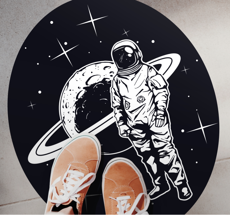 Design av astronaut med planeten vinyl teppe soverom - Tenstickers