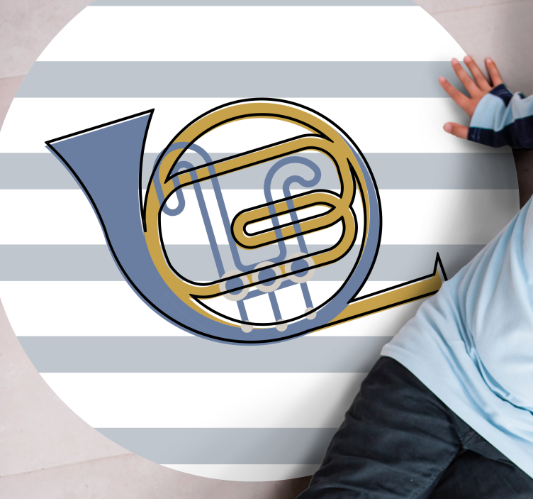 Design av musikalsk horn vinyl teppe rund - Tenstickers