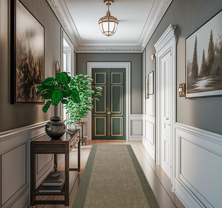 Design med grønn ramme vinyl teppe moderne - Tenstickers