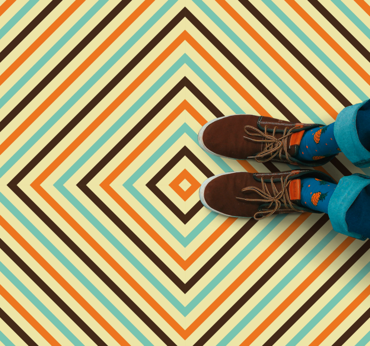 Diamantmønstrede linjer vinyl teppe geometrisk - Tenstickers