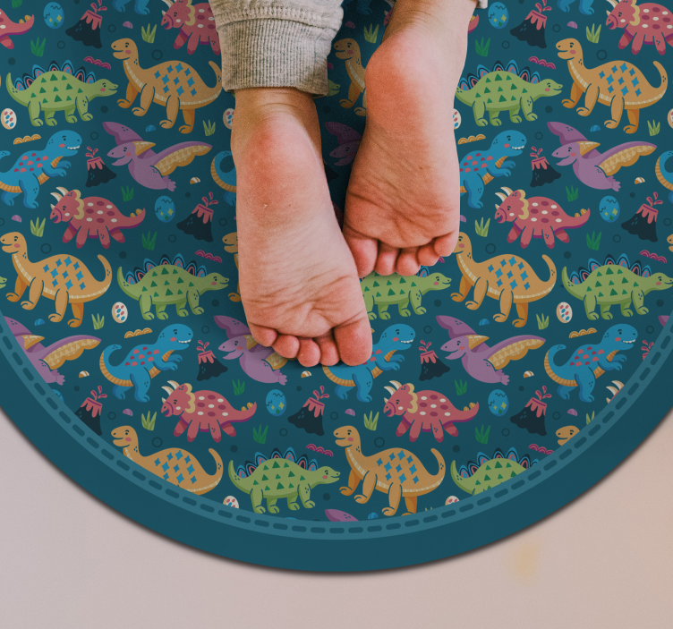 Dinosaur sirkulært mønster vinyl teppe spedbarn - Tenstickers