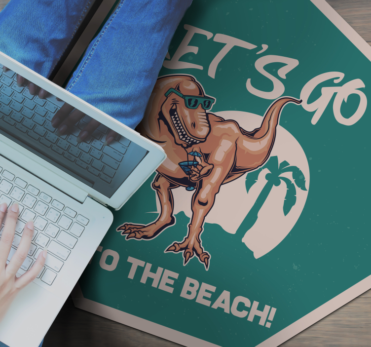 Dinosaur illustrasjon la oss gå til stranden - Tenstickers