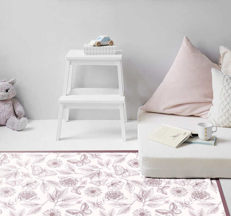 Diskret blomsteroppsats vinyl teppe blomster og planter - Tenstickers