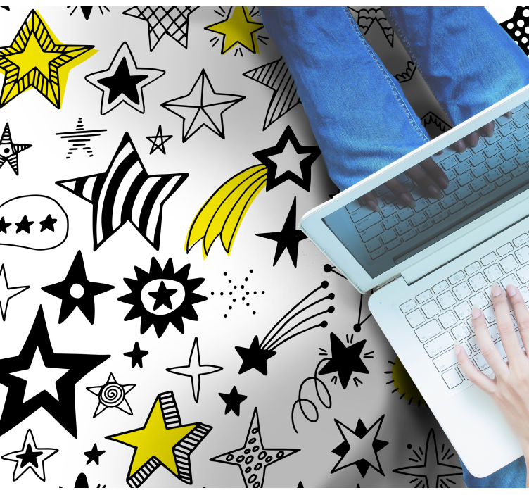 Doodle stars firkantet vinyl teppe - Tenstickers