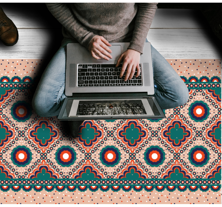 Dristig blomstermotiv vinyl teppe etnisk - Tenstickers