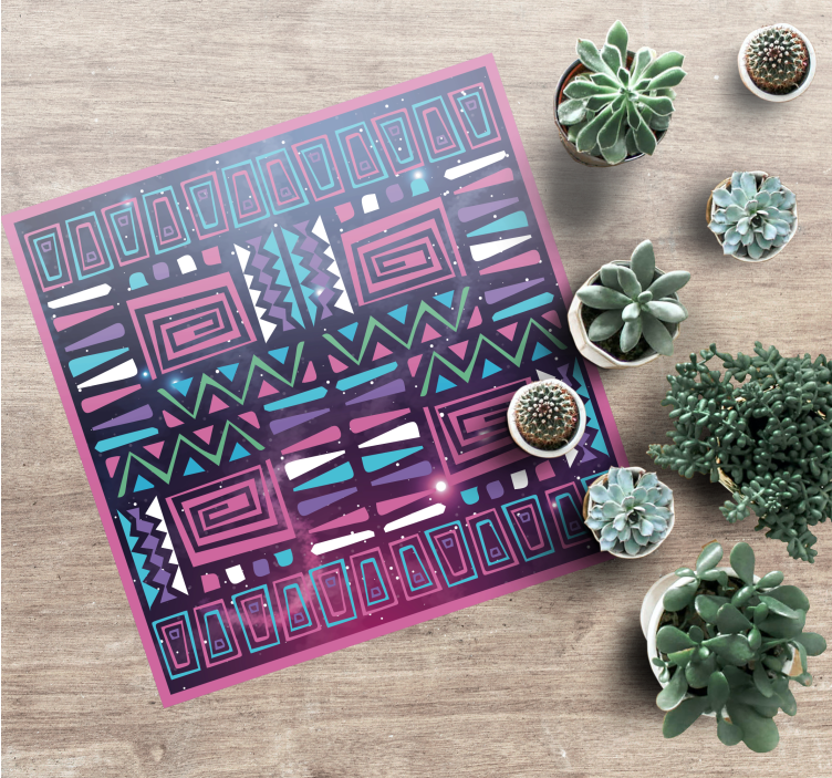 Dynamiske geometriske mønstre vinyl teppe etnisk - Tenstickers