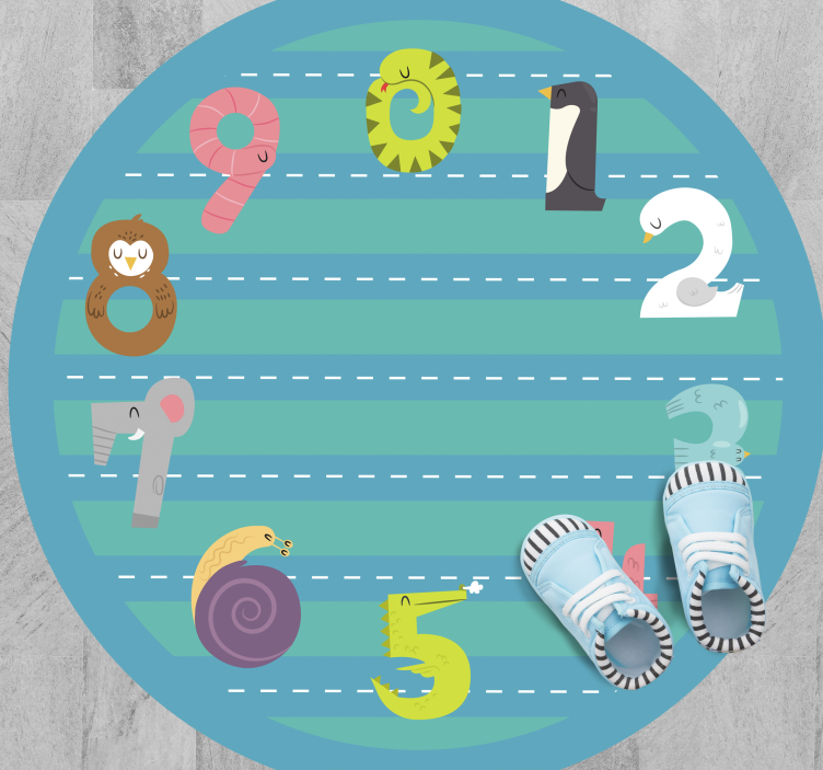 Dyretall barn vinylteppe sirkel - Tenstickers