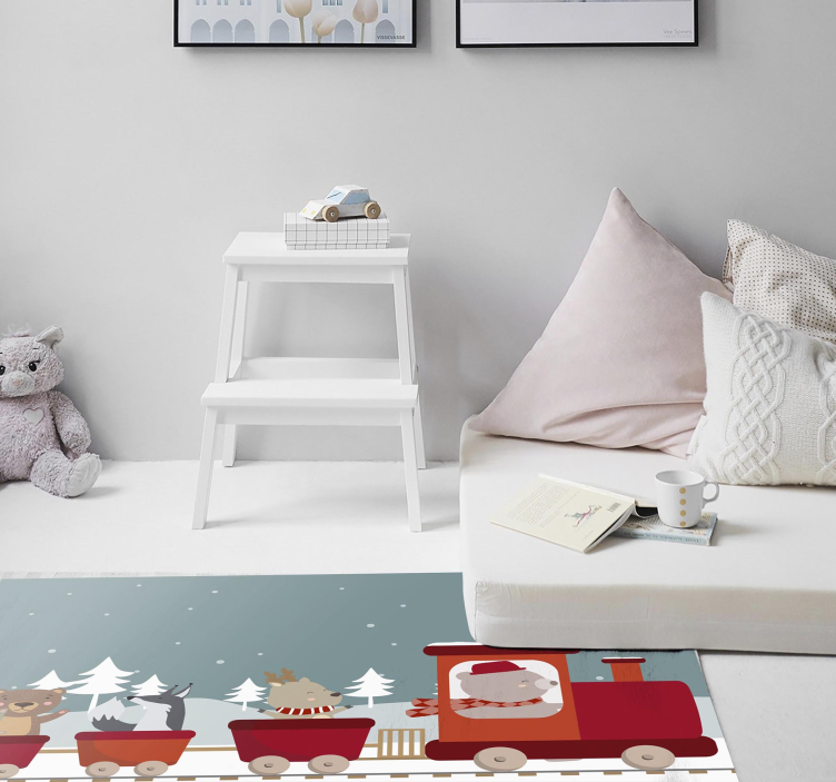 Dyretog-eventyr Vinyl teppe flere barn - Tenstickers