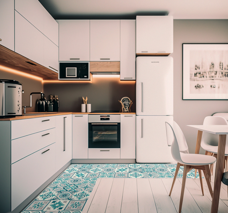 Eklektisk turkis vinyl kjøkkenmatte - Tenstickers