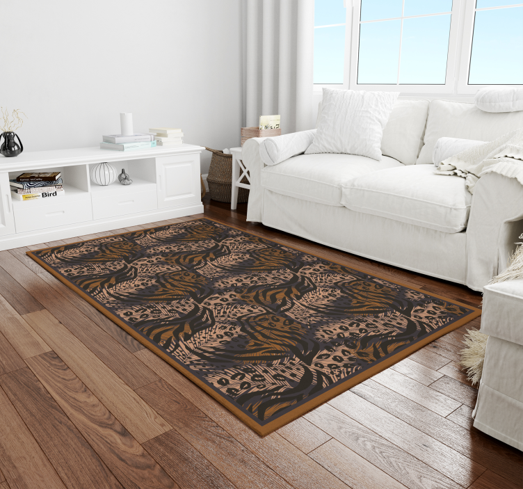 Eksotisk jungelmotiv vinyl teppe dyreavtrykk - Tenstickers