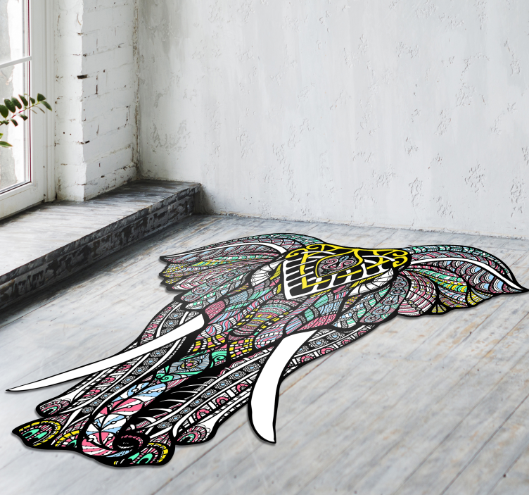 Flott elefant mandala vinylteppe - Tenstickers