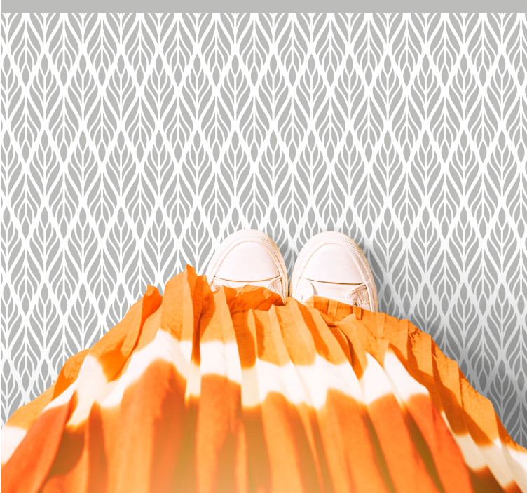 Grått bladmønster vinyl teppe moderne - Tenstickers