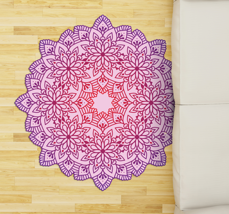 Elegant blomsterfargerikt mandala vinylteppe - Tenstickers