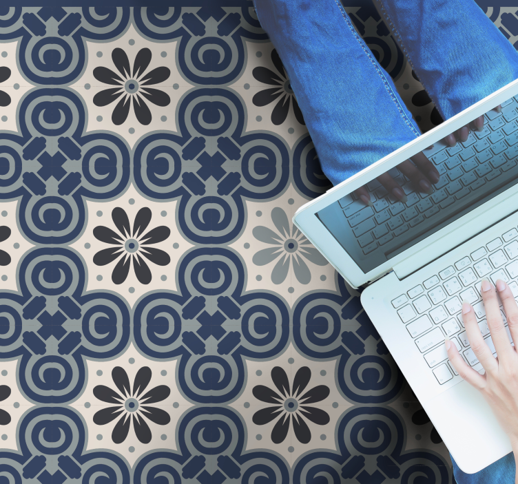 Elegant blomsterkomposisjon vinyl teppe hydraulisk - Tenstickers