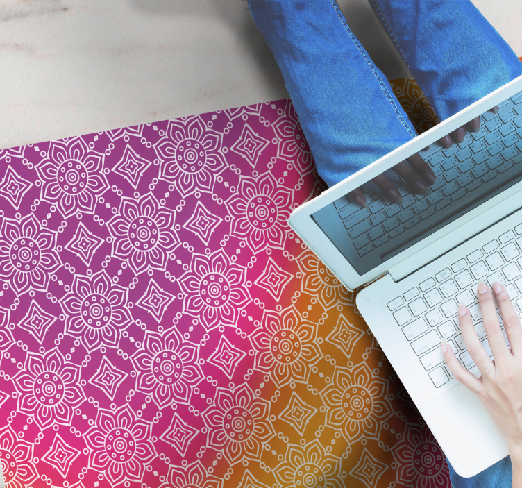 Elegant gradient vinyl teppe mandala - Tenstickers