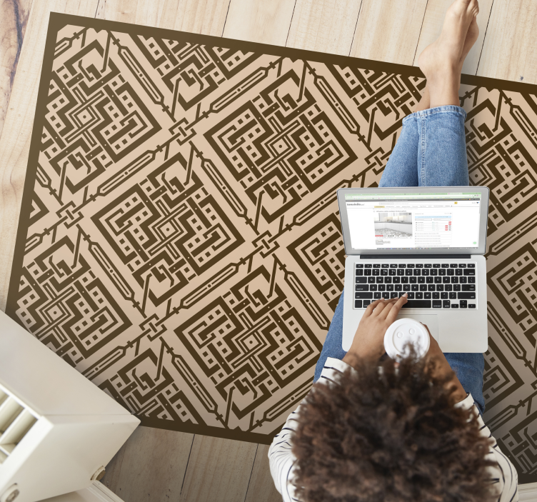 Elegant geometrisk element vinyl teppe stue - Tenstickers