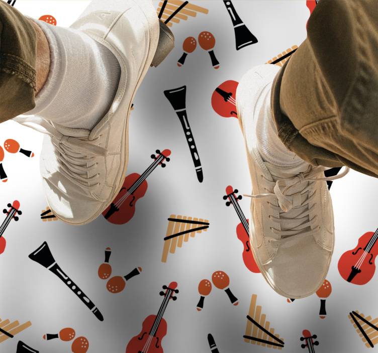 Elegant grønt fiolinmønster Vinyl teppe firkant - Tenstickers