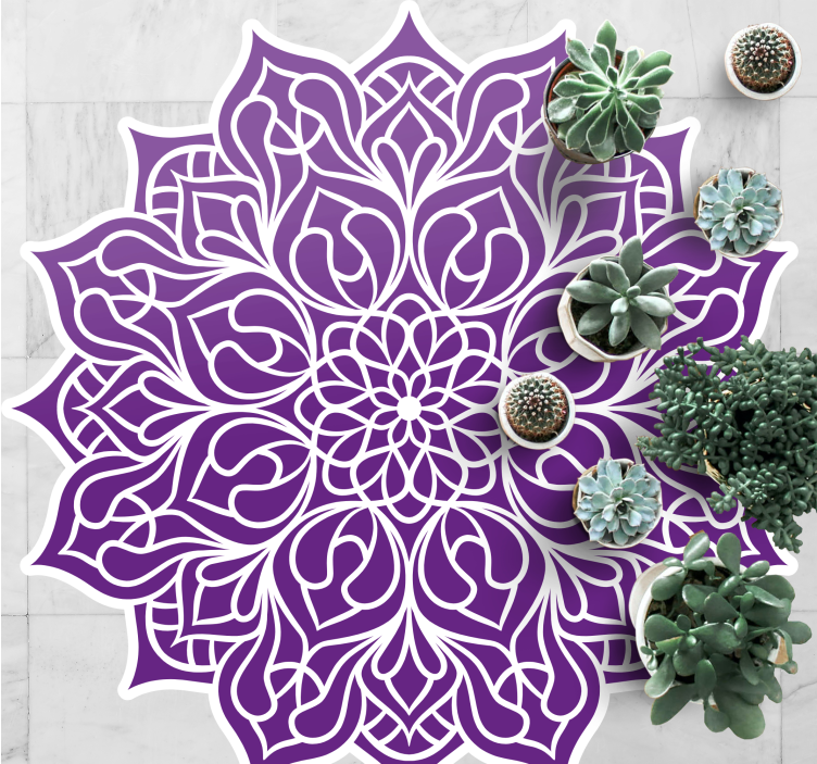 Elegant lilla mønster vinyl teppe mandala - Tenstickers