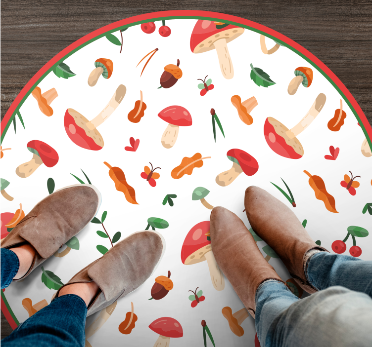 Enkelt soppmønster og kirsebær vinyl teppe blomster og planter - Tenstickers