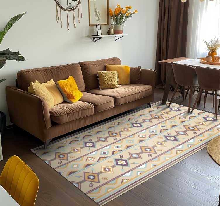 Etnisk berber vinyl teppe beige - Tenstickers